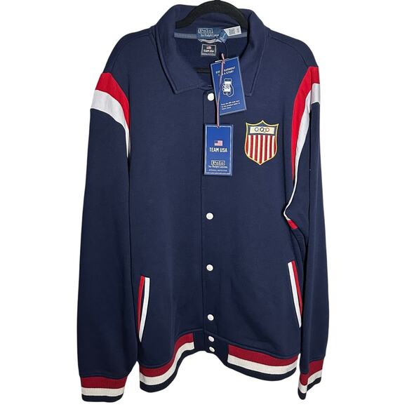 NEW Polo Ralph Lauren x Team USA Fleece Baseball Jacket Size XXL Olympics - Picture 2 of 16